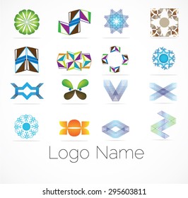 Business abstract set of logo design element, vector illustration. Unusual icons, isolated on white background