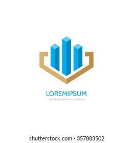 Business abstract symbol - vector logo template concept illustration. Vertical shapes sign. Real estate icon. Design element.