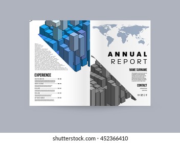 Business Abstract Template Background. Geometric Triangular or Polygonal Surface Structures. Brochure Layout for Annual Report or A4 Booklet. Vector Illustration.