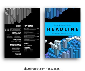 Business Abstract Template Background. Geometric Triangular or Polygonal Surface Structures. Brochure Layout for Annual Report or A4 Booklet. Vector Illustration.