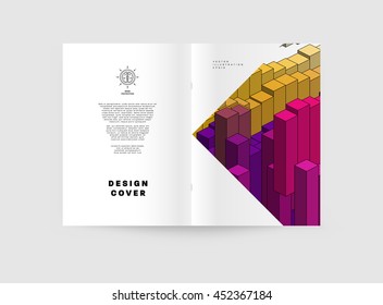 Business Abstract Template Background. Geometric Triangular or Polygonal Surface Structures. Brochure Layout for Annual Report or A4 Booklet. Vector Illustration.