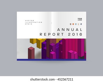 Business Abstract Template Background. Geometric Triangular or Polygonal Surface Structures. Brochure Layout for Annual Report or A4 Booklet. Vector Illustration.