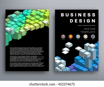 Business Abstract Template Background. Geometric Triangular or Polygonal Surface Structures. Brochure Layout for Annual Report or A4 Booklet. Vector Illustration.