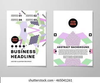 Business Abstract Template Background. Geometric Triangular or Polygonal Surface Structures. Brochure Layout for Annual Report or A4 Booklet. Vector Illustration.