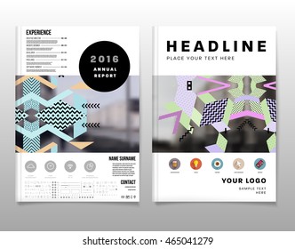 Business Abstract Template Background. Geometric Triangular or Polygonal Surface Structures. Brochure Layout for Annual Report or A4 Booklet. Vector Illustration.