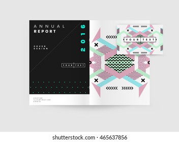 Business Abstract Template Background. Geometric Triangular or Polygonal Surface Structures. Brochure Layout for Annual Report or A4 Booklet. Vector Illustration.