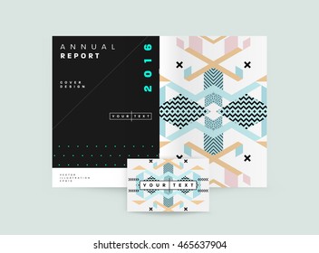 Business Abstract Template Background. Geometric Triangular or Polygonal Surface Structures. Brochure Layout for Annual Report or A4 Booklet. Vector Illustration.