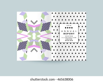 Business Abstract Template Background. Geometric Triangular or Polygonal Surface Structures. Brochure Layout for Annual Report or A4 Booklet. Vector Illustration.