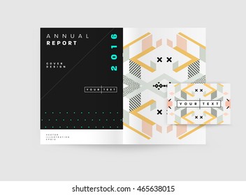 Business Abstract Template Background. Geometric Triangular or Polygonal Surface Structures. Brochure Layout for Annual Report or A4 Booklet. Vector Illustration.