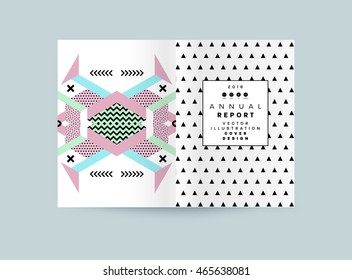 Business Abstract Template Background. Geometric Triangular or Polygonal Surface Structures. Brochure Layout for Annual Report or A4 Booklet. Vector Illustration.