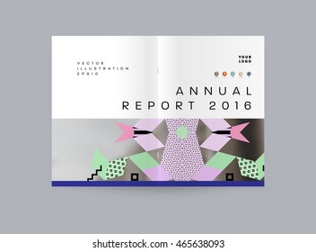 Business Abstract Template Background. Geometric Triangular or Polygonal Surface Structures. Brochure Layout for Annual Report or A4 Booklet. Vector Illustration.