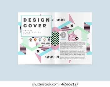 Business Abstract Template Background. Geometric Triangular or Polygonal Surface Structures. Brochure Layout for Annual Report or A4 Booklet. Vector Illustration.