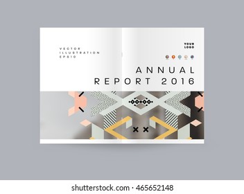 Business Abstract Template Background. Geometric Triangular or Polygonal Surface Structures. Brochure Layout for Annual Report or A4 Booklet. Vector Illustration.