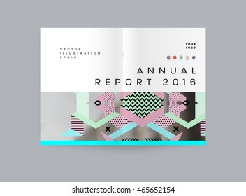 Business Abstract Template Background. Geometric Triangular or Polygonal Surface Structures. Brochure Layout for Annual Report or A4 Booklet. Vector Illustration.