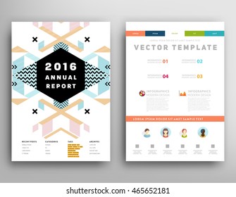 Business Abstract Template Background. Geometric Triangular or Polygonal Surface Structures. Brochure Layout for Annual Report or A4 Booklet. Vector Illustration.