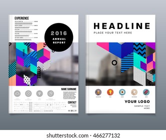 Business Abstract Template Background. Geometric Triangular or Polygonal Surface Structures. Brochure Layout for Annual Report or A4 Booklet. Vector Illustration.