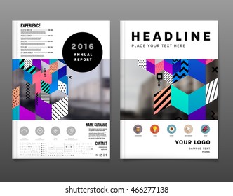 Business Abstract Template Background. Geometric Triangular or Polygonal Surface Structures. Brochure Layout for Annual Report or A4 Booklet. Vector Illustration.