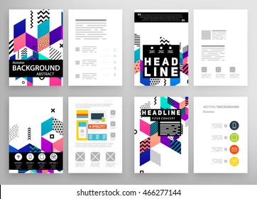 Business Abstract Template Background. Geometric Triangular or Polygonal Surface Structures. Brochure Layout for Annual Report or A4 Booklet. Vector Illustration.