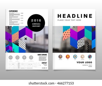 Business Abstract Template Background. Geometric Triangular or Polygonal Surface Structures. Brochure Layout for Annual Report or A4 Booklet. Vector Illustration.