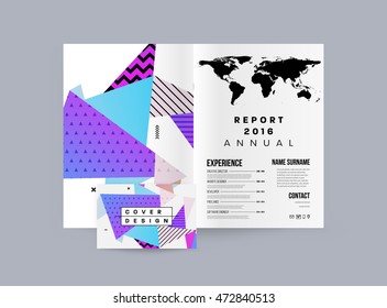 Business Abstract Template Background. Geometric Triangular or Polygonal Surface Structures. Brochure Layout for Annual Report or A4 Booklet. Vector Illustration.