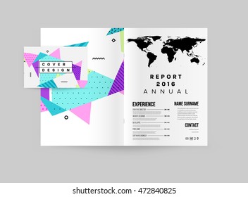 Business Abstract Template Background. Geometric Triangular or Polygonal Surface Structures. Brochure Layout for Annual Report or A4 Booklet. Vector Illustration.