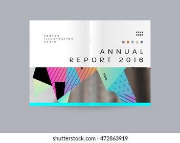Business Abstract Template Background. Geometric Triangular or Polygonal Surface Structures. Brochure Layout for Annual Report or A4 Booklet. Vector Illustration.