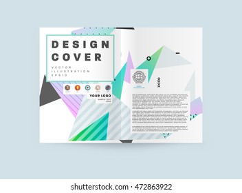 Business Abstract Template Background. Geometric Triangular or Polygonal Surface Structures. Brochure Layout for Annual Report or A4 Booklet. Vector Illustration.