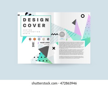 Business Abstract Template Background. Geometric Triangular or Polygonal Surface Structures. Brochure Layout for Annual Report or A4 Booklet. Vector Illustration.
