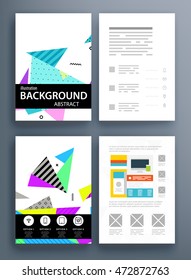 Business Abstract Template Background. Geometric Triangular or Polygonal Surface Structures. Brochure Layout for Annual Report or A4 Booklet. Vector Illustration.