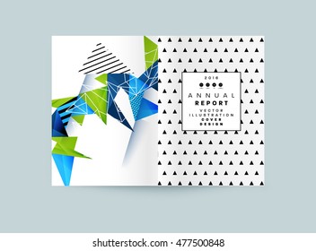 Business Abstract Template Background. Geometric Triangular or Polygonal Surface Structures. Brochure Layout for Annual Report or A4 Booklet. Vector Illustration.