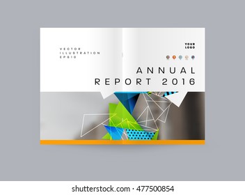 Business Abstract Template Background. Geometric Triangular or Polygonal Surface Structures. Brochure Layout for Annual Report or A4 Booklet. Vector Illustration.
