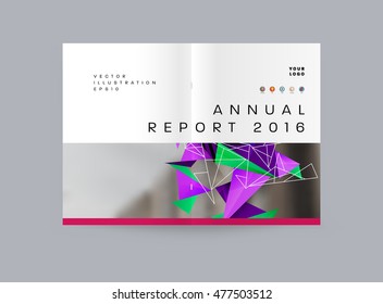 Business Abstract Template Background. Geometric Triangular or Polygonal Surface Structures. Brochure Layout for Annual Report or A4 Booklet. Vector Illustration.