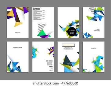 Business Abstract Template Background. Geometric Triangular or Polygonal Surface Structures. Brochure Layout for Annual Report or A4 Booklet. Vector Illustration.