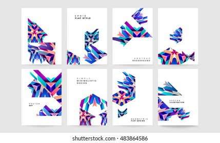 Business Abstract Template Background. Geometric Triangular or Polygonal Surface Structures. Brochure Layout for Annual Report or A4 Booklet. Vector Illustration.