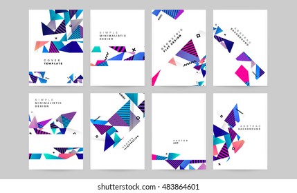 Business Abstract Template Background. Geometric Triangular or Polygonal Surface Structures. Brochure Layout for Annual Report or A4 Booklet. Vector Illustration.