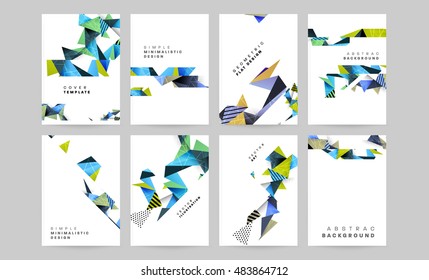 Business Abstract Template Background. Geometric Triangular or Polygonal Surface Structures. Brochure Layout for Annual Report or A4 Booklet. Vector Illustration.