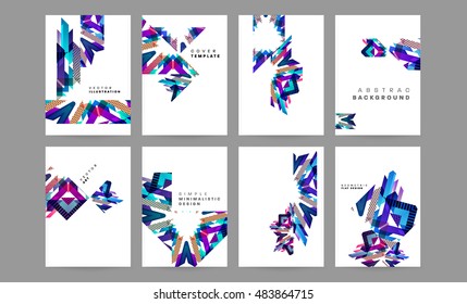 Business Abstract Template Background. Geometric Triangular or Polygonal Surface Structures. Brochure Layout for Annual Report or A4 Booklet. Vector Illustration.