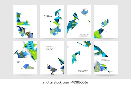 Business Abstract Template Background. Geometric Triangular or Polygonal Surface Structures. Brochure Layout for Annual Report or A4 Booklet. Vector Illustration.