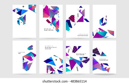 Business Abstract Template Background. Geometric Triangular or Polygonal Surface Structures. Brochure Layout for Annual Report or A4 Booklet. Vector Illustration.
