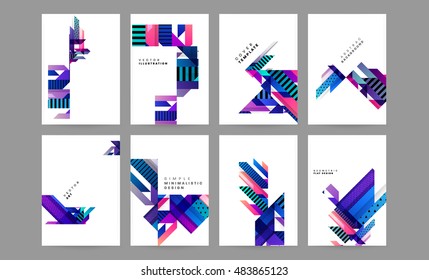 Business Abstract Template Background. Geometric Triangular or Polygonal Surface Structures. Brochure Layout for Annual Report or A4 Booklet. Vector Illustration.