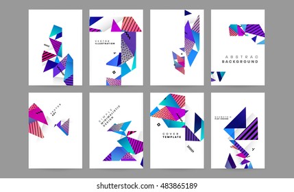 Business Abstract Template Background. Geometric Triangular or Polygonal Surface Structures. Brochure Layout for Annual Report or A4 Booklet. Vector Illustration.