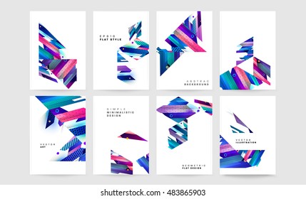 Business Abstract Template Background. Geometric Triangular or Polygonal Surface Structures. Brochure Layout for Annual Report or A4 Booklet. Vector Illustration.