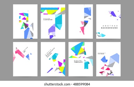 Business Abstract Template Background. Geometric Triangular or Polygonal Surface Structures. Brochure Layout for Annual Report or A4 Booklet. Vector Illustration.