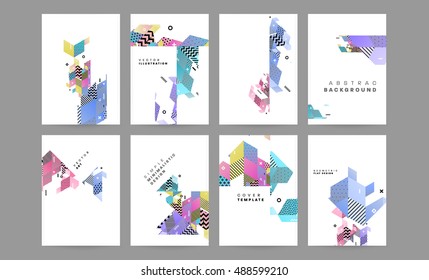 Business Abstract Template Background. Geometric Triangular or Polygonal Surface Structures. Brochure Layout for Annual Report or A4 Booklet. Vector Illustration.