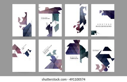 Abstrakter Vorlagenhintergrund, Design der geometrischen dreieckigen oder polygonalen Oberflächenstrukturen, Broschürenlayout für die Hintergründe des Jahresberichts oder A4-Booklet-Design, Vektorgrafik.