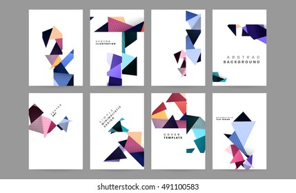 Business Abstract Template Background, Geometric Triangular or Polygonal Surface Structures Design, Brochure Layout for Annual Report Backgrounds or A4 Booklet Design, Vector Illustration.