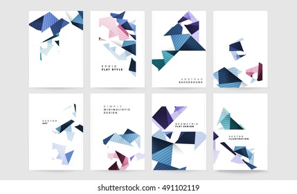 Business Abstract Template Background, Geometric Triangular or Polygonal Surface Structures Design, Brochure Layout for Annual Report Backgrounds or A4 Booklet Design, Vector Illustration.