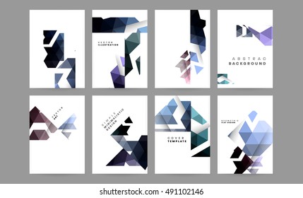 Business Abstract Template Background, Geometric Triangular or Polygonal Surface Structures Design, Brochure Layout for Annual Report Backgrounds or A4 Booklet Design, Vector Illustration.