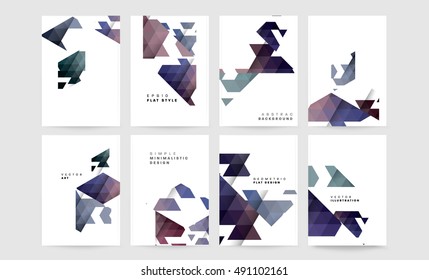 Business Abstract Template Background, Geometric Triangular or Polygonal Surface Structures Design, Brochure Layout for Annual Report Backgrounds or A4 Booklet Design, Vector Illustration.