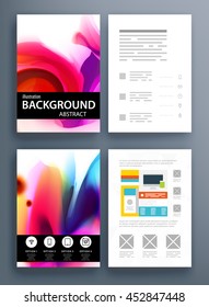 Business Abstract Template Background. Watercolor Splashes. Brochure Layout for Annual Report or A4 Booklet. Vector Illustration.